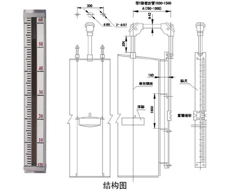 耐酸堿重錘式液位計(jì)結(jié)構(gòu)圖